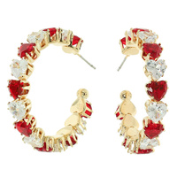 CZ HEART HOOP EARRINGS